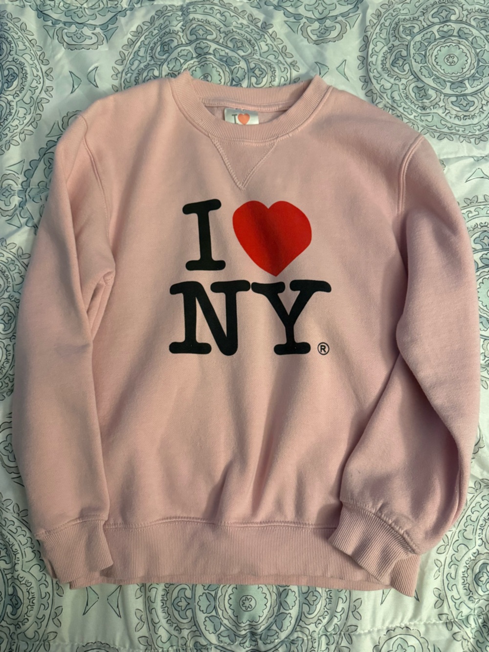 Pink I ♥ NY Sweatshirt - Red Heart Graphic